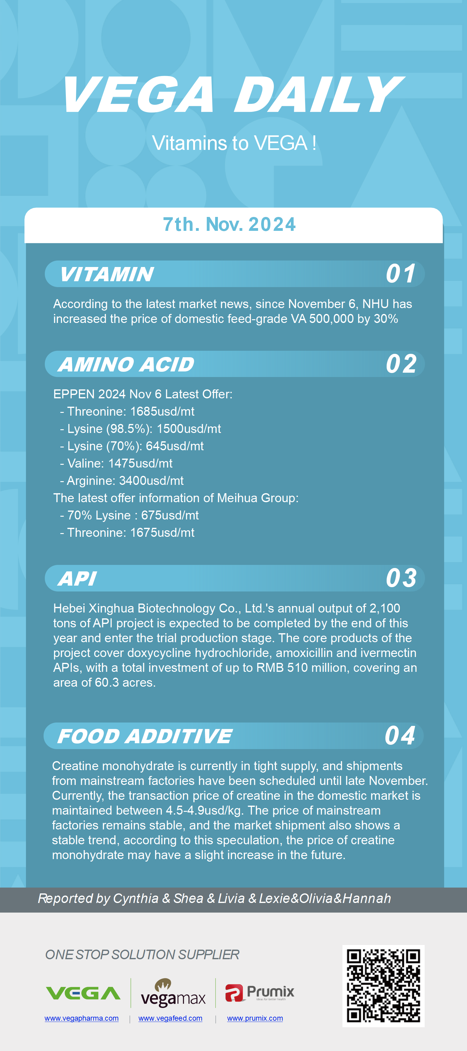 Vega Daily Dated on Nov 7th 2024 Vitamin Amino Acid APl Food Additives.png